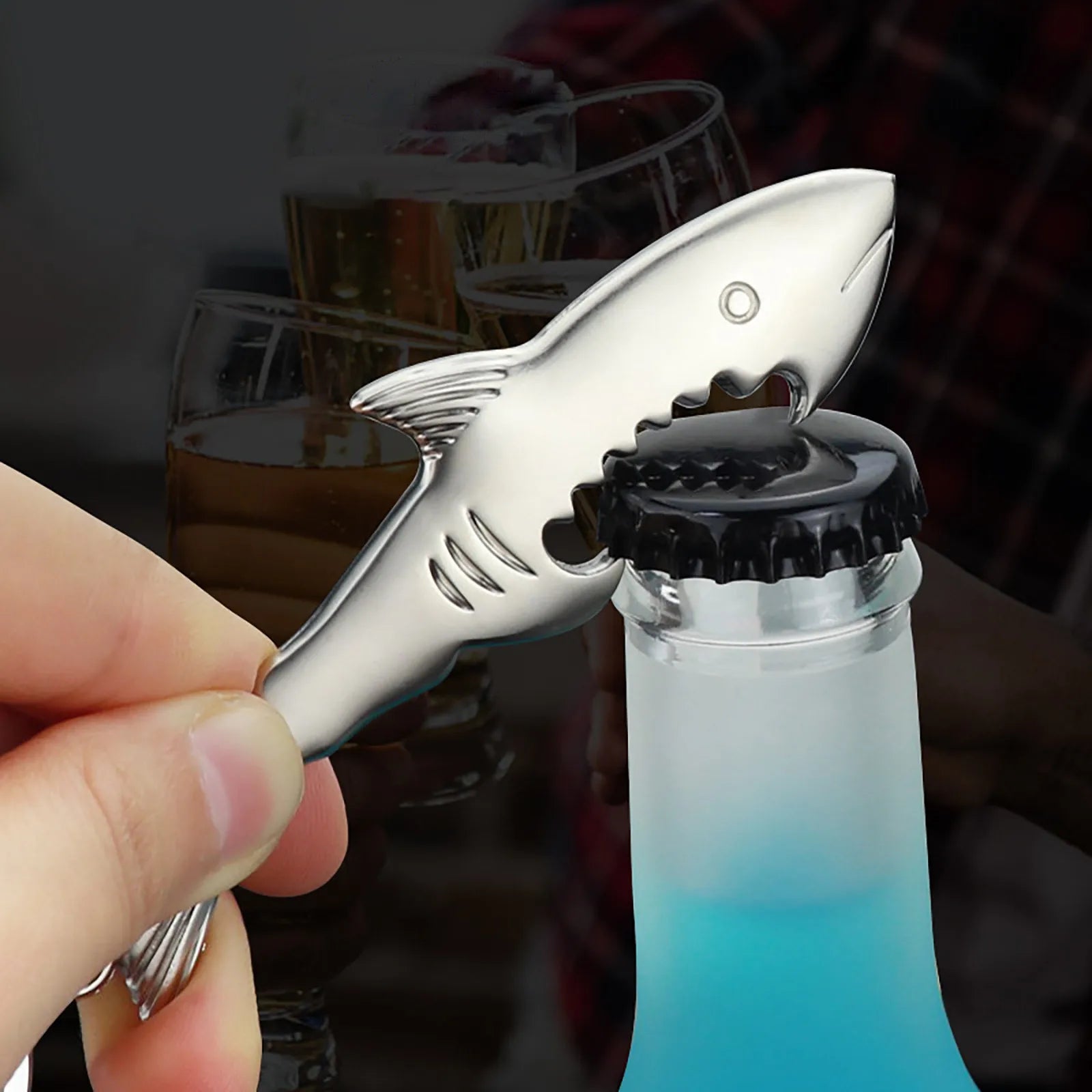 Shark Bottle Opener Keychain – Zinc Alloy, Fishing Gift Accessory