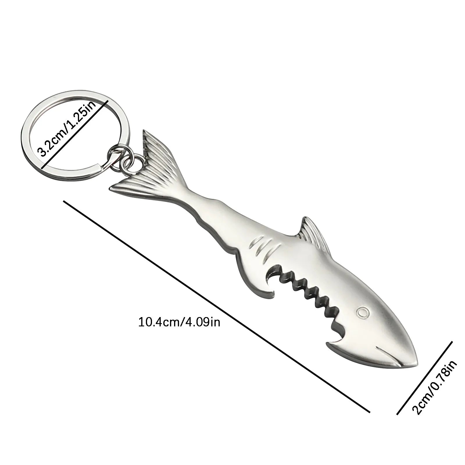 Shark Bottle Opener Keychain – Zinc Alloy, Fishing Gift Accessory