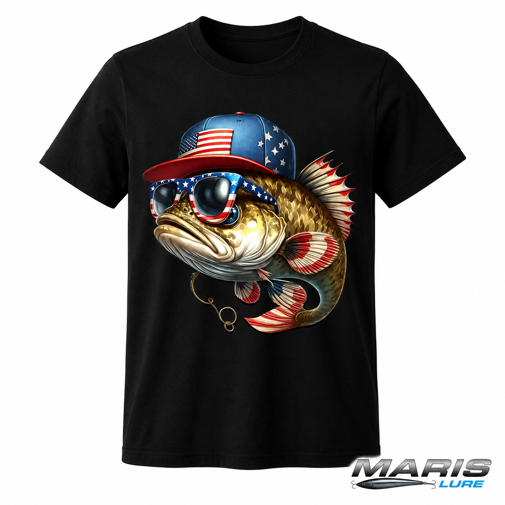 Funny Fishing American Flag T-Shirt