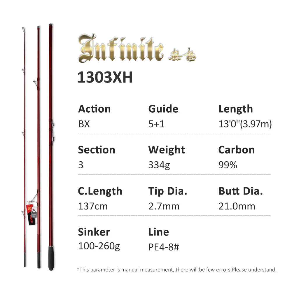 NOEBY Infinite Surf Casting Rod 397BX/428BX 100-260g Carbon