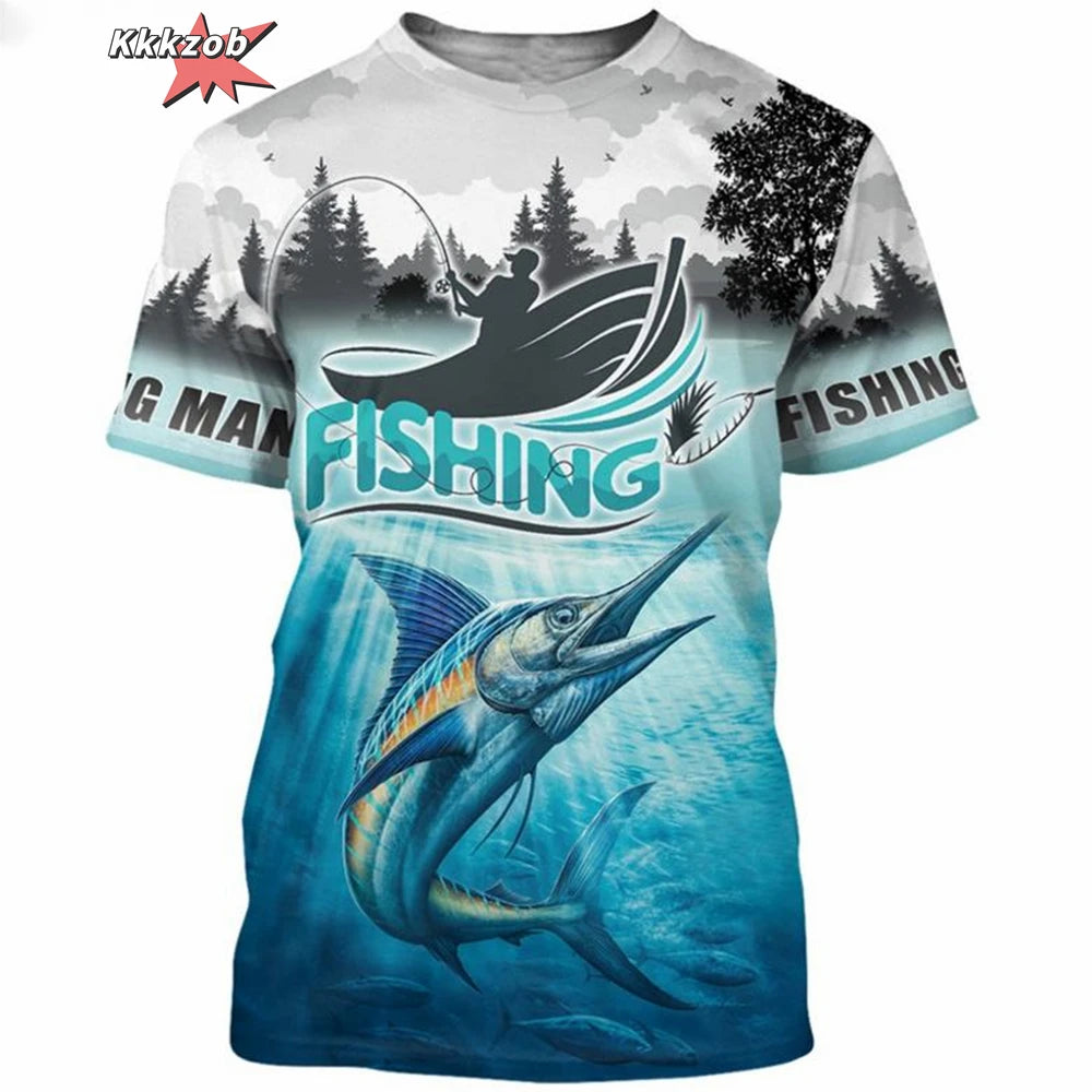 Men’s Fishing Graphic T-Shirt – Oversized Short Sleeve
