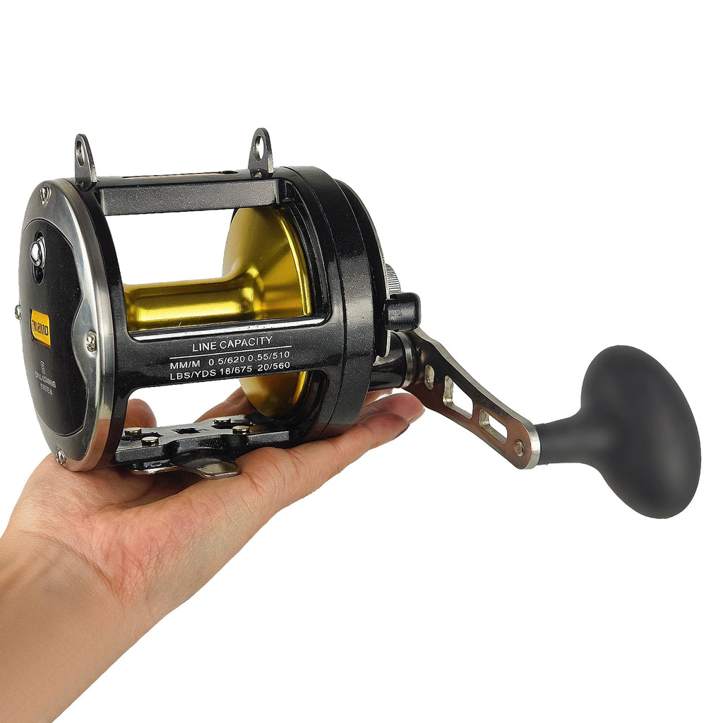 FREE FISHER TR12000 Saltwater Metal Boat Fishing Drum Wheel,Trolling Casting Reel,Right Hand Speed Ratio 3.4:1 Sea Fishing Reels