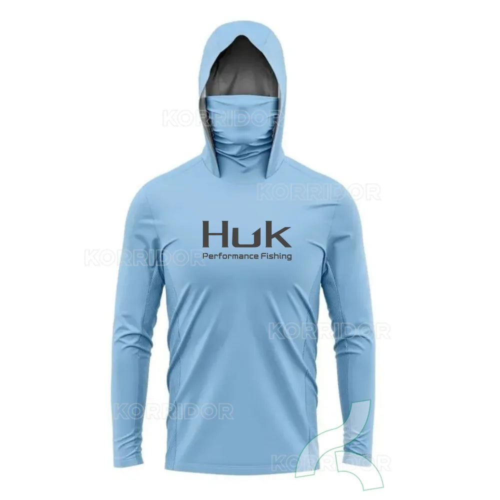 HUK UPF 50+ Hooded Fishing Shirt with Face Mask