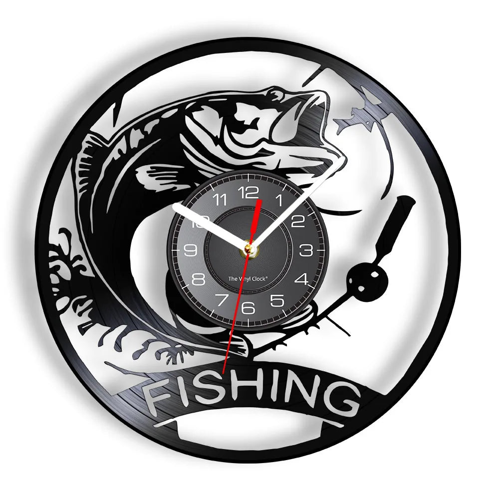 Maris Lure Gone Fishing Vinyl Record Wall Clock – 30cm | Optional LED