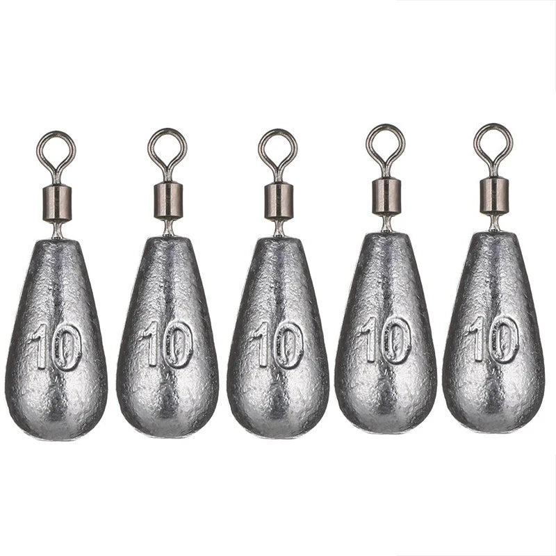Fishing Weight Sinker 5pcs – Drop & Cylindrical, 3.5g–20g Lead Sinker