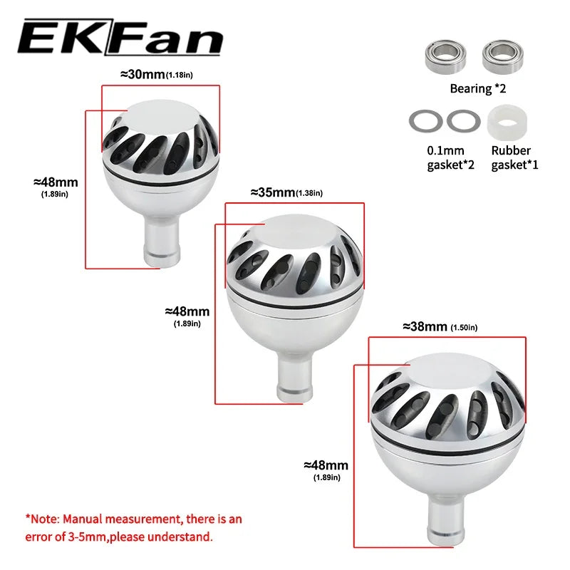 EKfan Aluminum Fishing Reel Handle Knob – 30/35/38mm, 4MM Shaft