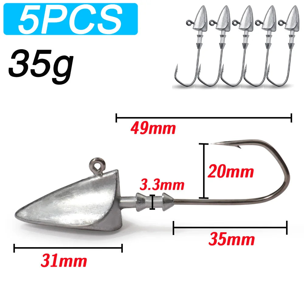 Maris Jig Head Hook 5pcs | 3.5g–35g Barbed Crank Hook for Soft Lures