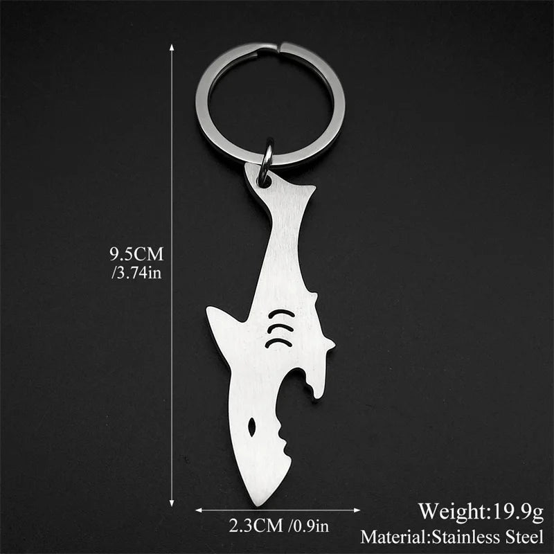 Shark Fish Bottle Opener Keyring Stainless Steel Gift