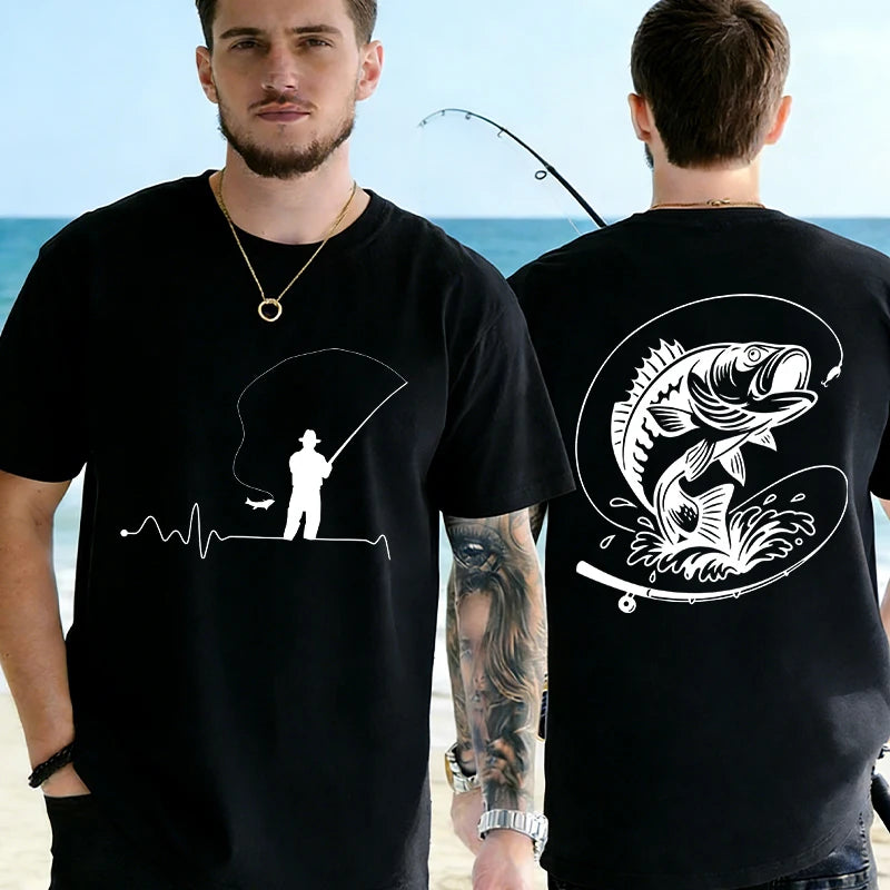 Men's Fishing Heartbeat Graphic T-Shirt