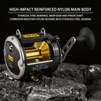 FREE FISHER TR12000 Saltwater Metal Boat Fishing Drum Wheel,Trolling Casting Reel,Right Hand Speed Ratio 3.4:1 Sea Fishing Reels