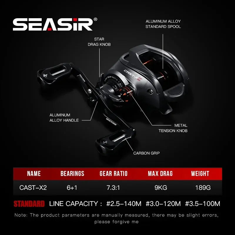 SEASIR Cast X2 Baitcasting Reel 7.3:1 High-Speed