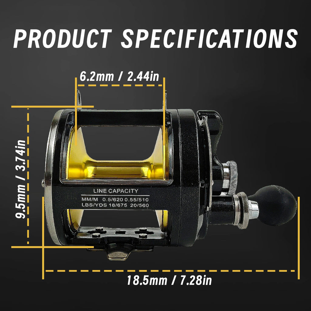 FREE FISHER TR12000 Saltwater Metal Boat Fishing Drum Wheel,Trolling Casting Reel,Right Hand Speed Ratio 3.4:1 Sea Fishing Reels