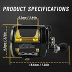 FREE FISHER TR12000 Saltwater Metal Boat Fishing Drum Wheel,Trolling Casting Reel,Right Hand Speed Ratio 3.4:1 Sea Fishing Reels