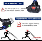 LED Rechargeable Headlamp 1000LM – Waterproof, 3 Modes, 18650 Battery, Outdoor Camping & Night Fishing
