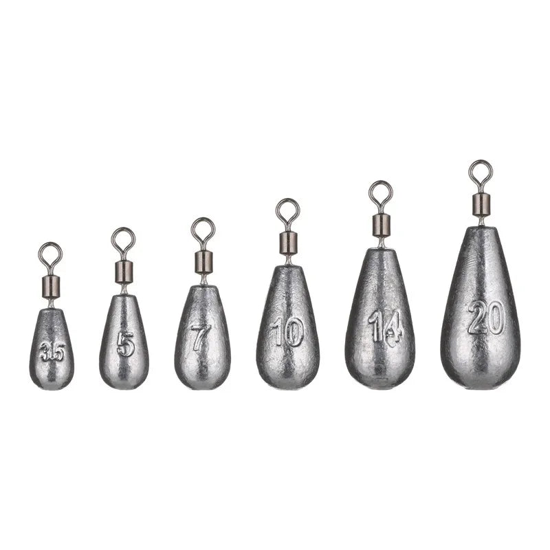 Fishing Weight Sinker 5pcs – Drop & Cylindrical, 3.5g–20g Lead Sinker