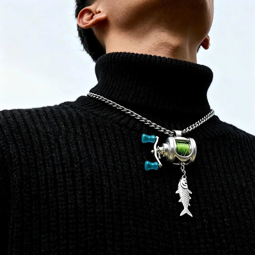 Fishing Reel Necklace | Rotating Mini Spinning Reel Pendant