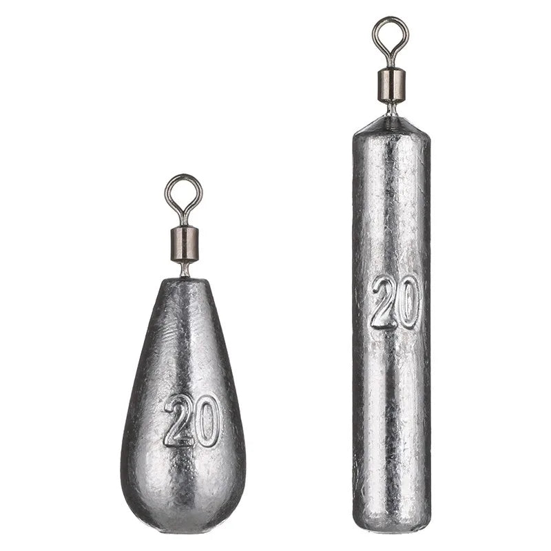 Fishing Weight Sinker 5pcs – Drop & Cylindrical, 3.5g–20g Lead Sinker