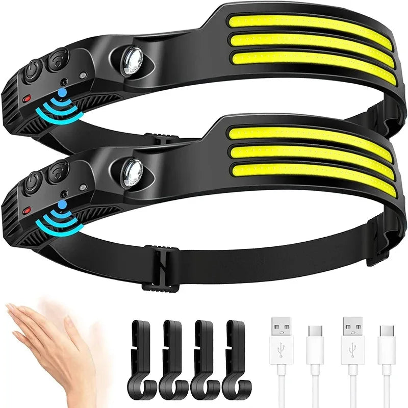 COB LED Rechargeable Headlamp – 450 Lumens, IPX4, Motion Sensor