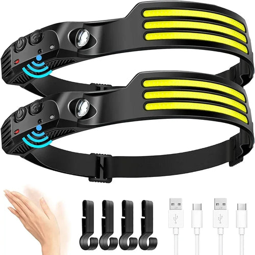COB LED Rechargeable Headlamp – 450 Lumens, IPX4, Motion Sensor