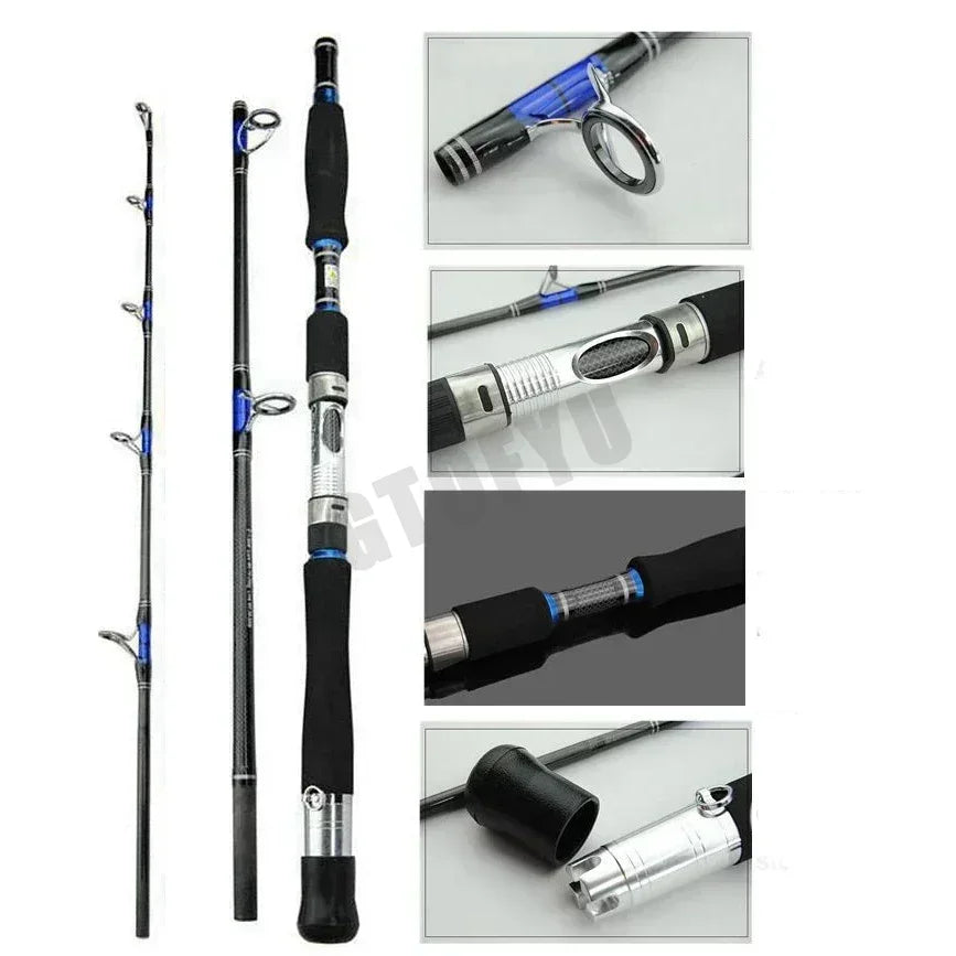 Carbon Spinning Fishing Rod 3-Piece 30-50lb | 1.8M & 2.1M