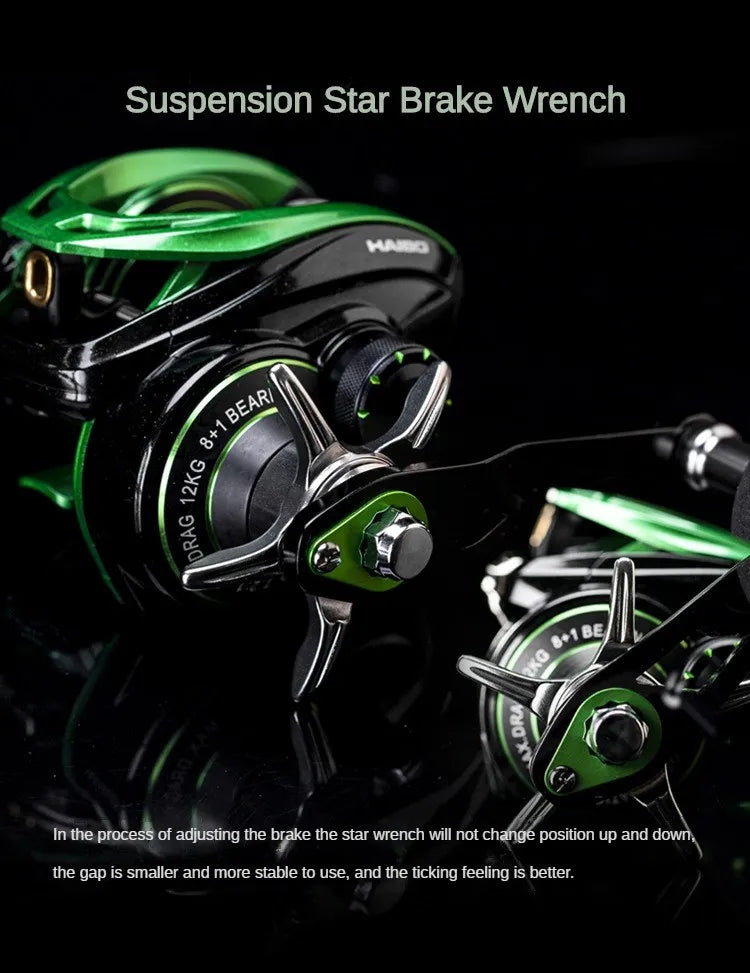 HAIBO VENOM Saltwater Baitcasting Reel – 12KG Drag, 8+1BB, 7.2:1