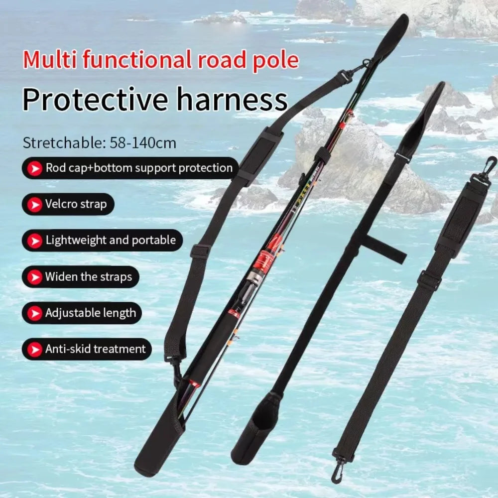 Adjustable Fishing Rod Strap – Neoprene Rod Holder Belt, Portable & Protective