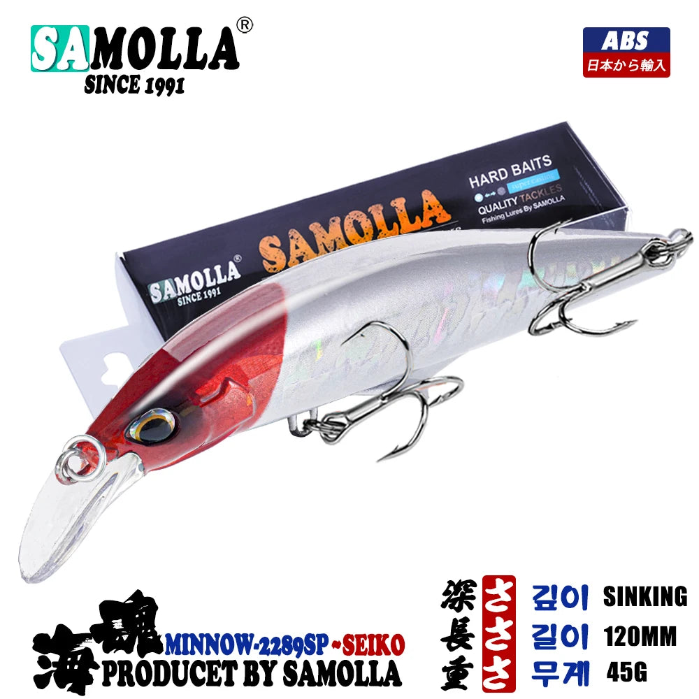 SAMOLLA Sinking Minnow Fishing Lure 120mm 45g 8 Colors