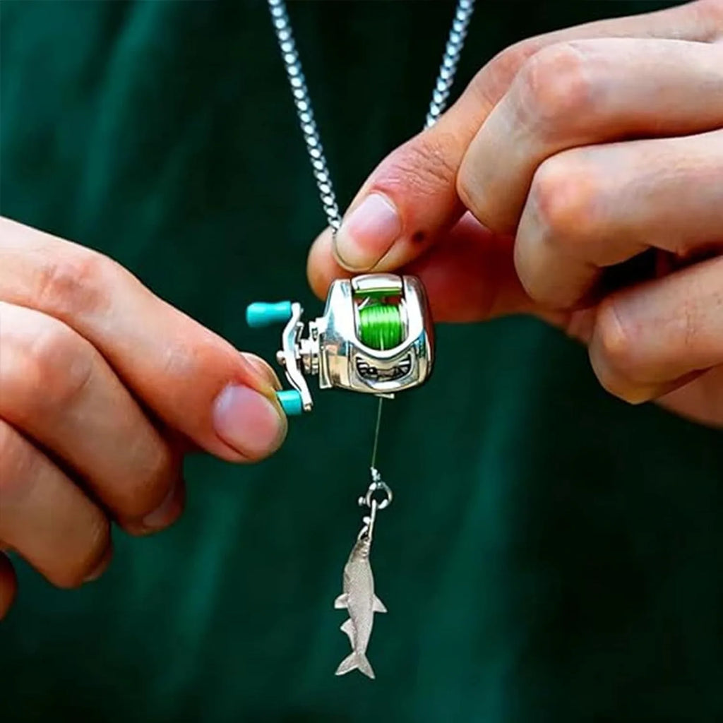 Fishing Reel Necklace | Rotating Mini Spinning Reel Pendant