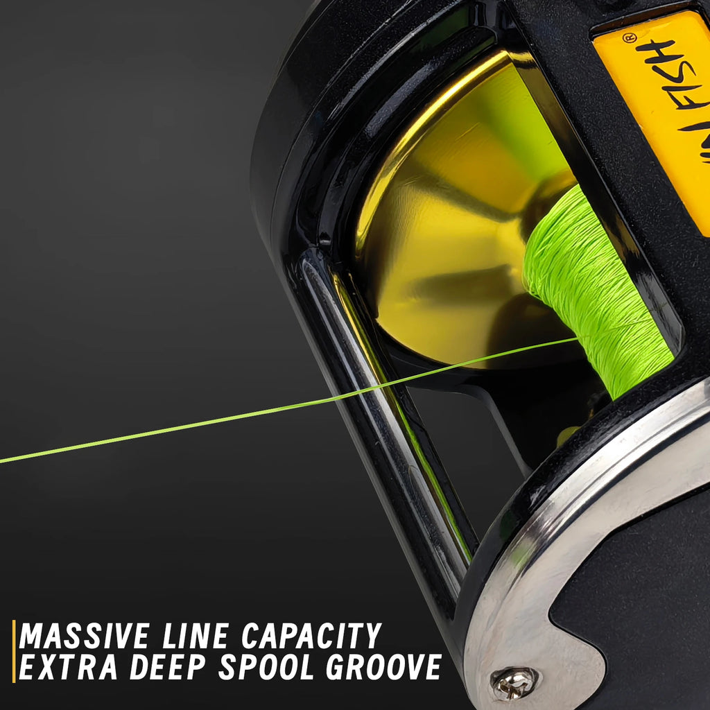 FREE FISHER TR12000 Saltwater Metal Boat Fishing Drum Wheel,Trolling Casting Reel,Right Hand Speed Ratio 3.4:1 Sea Fishing Reels