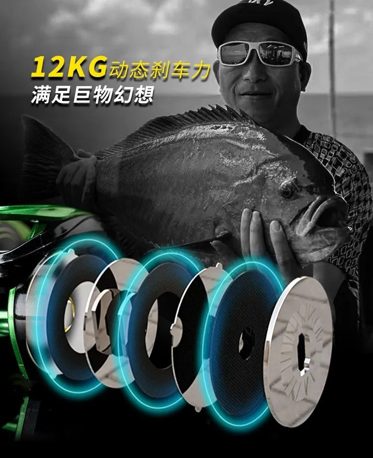 HAIBO VENOM Saltwater Baitcasting Reel – 12KG Drag, 8+1BB, 7.2:1