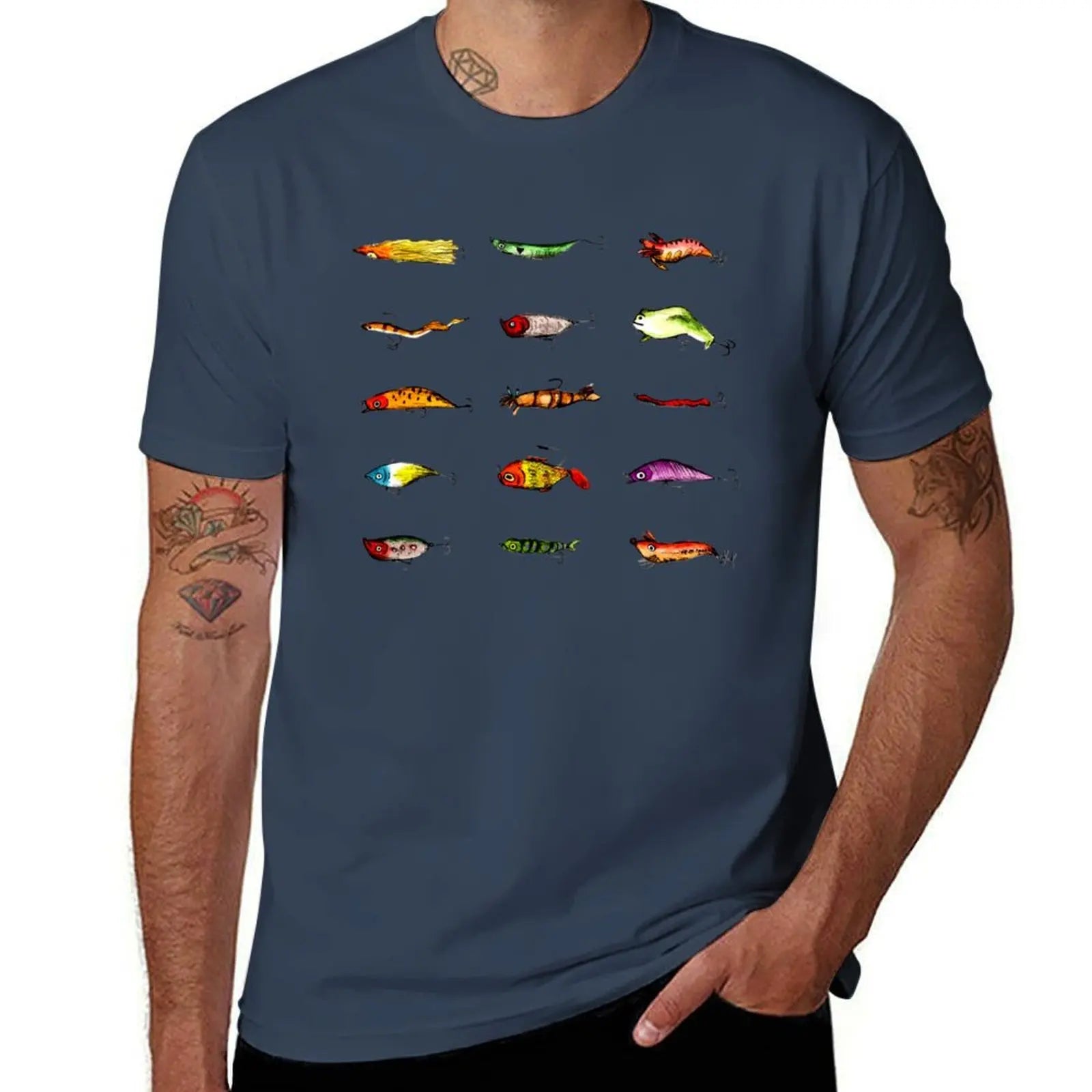 Fishing Lures Graphic T-Shirt – Casual Cotton Tee, S–6XL | 4 Colors