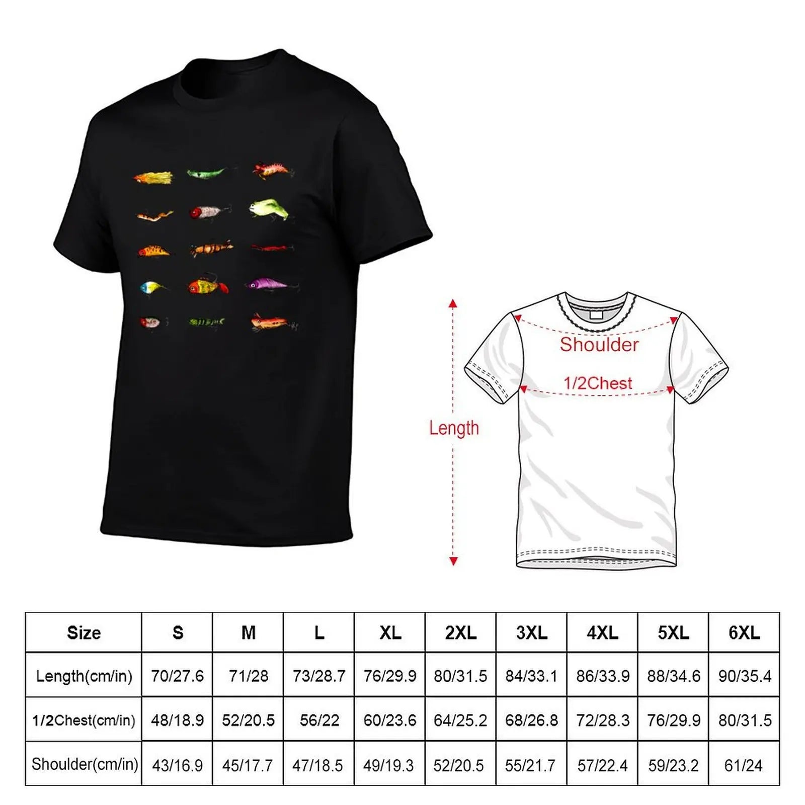 Fishing Lures Graphic T-Shirt – Casual Cotton Tee, S–6XL | 4 Colors