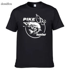 Men's Fish Print T-Shirt – Pike Hunter Graphic Tee, Short Sleeve
