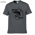 Men's Fish Print T-Shirt – Pike Hunter Graphic Tee, Short Sleeve