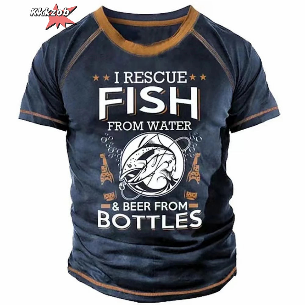 Men’s Fishing Graphic T-Shirt – Oversized Short Sleeve