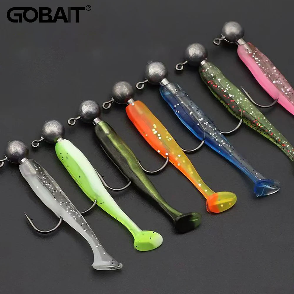 Soft Lure Kit 14pcs – T-Tail Worm 5.5/7/10cm + Jig Head Hook 3/5/10g