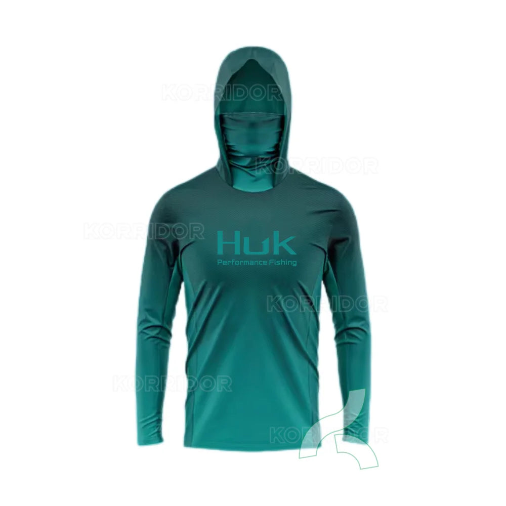HUK UPF 50+ Hooded Fishing Shirt with Face Mask