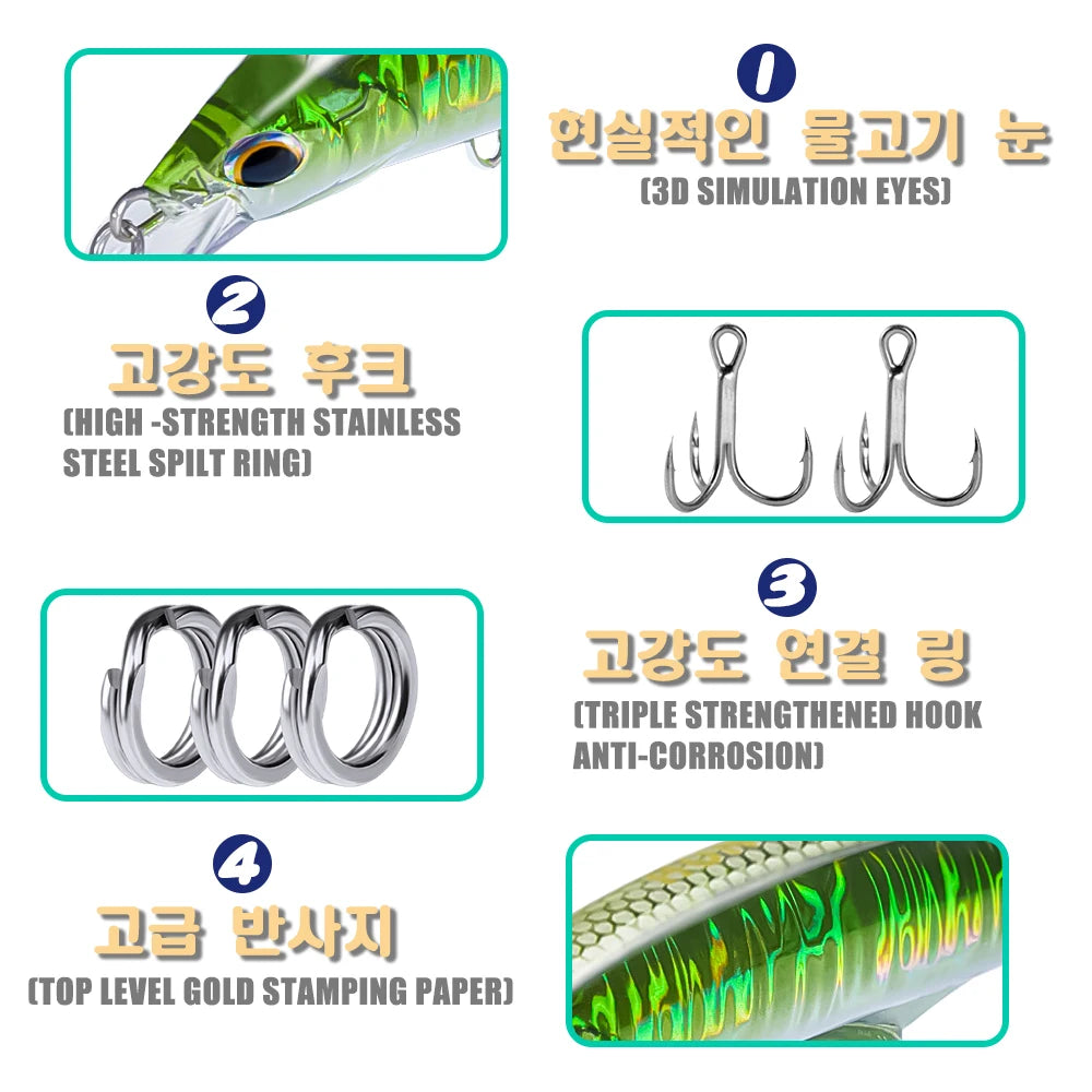 SAMOLLA Sinking Minnow Fishing Lure 120mm 45g 8 Colors