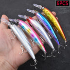 6PCS Heavy Weight Minnow Sinking Jerkbait Longcast Fishing Lures Saltwater Hard Bait Artificial Wobblers For Trolling Sea Bass
