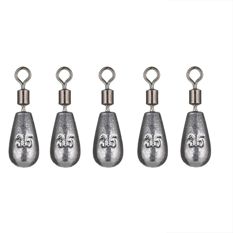 Fishing Weight Sinker 5pcs – Drop & Cylindrical, 3.5g–20g Lead Sinker