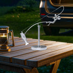 Kinetic Fishing Sculpture – Metal Fisherman Balancing Desk Ornament Gift