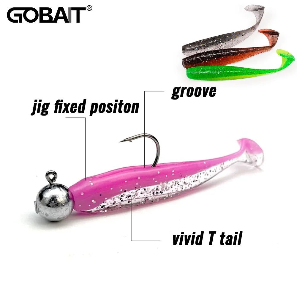 Soft Lure Kit 14pcs – T-Tail Worm 5.5/7/10cm + Jig Head Hook 3/5/10g