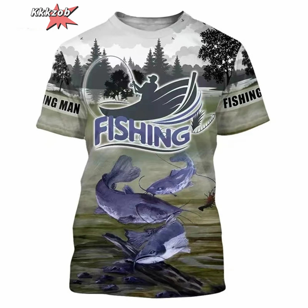 Men’s Fishing Graphic T-Shirt – Oversized Short Sleeve