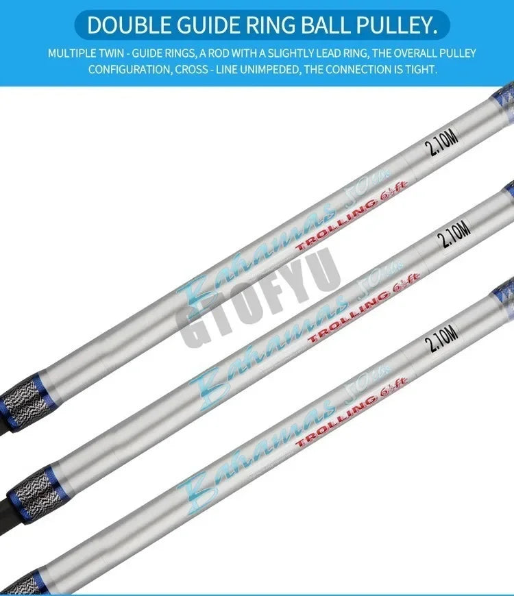 GTOFYU Saltwater Trolling Rod 50KG – 2-Piece, Roller Guides, 1.98M/2.1M