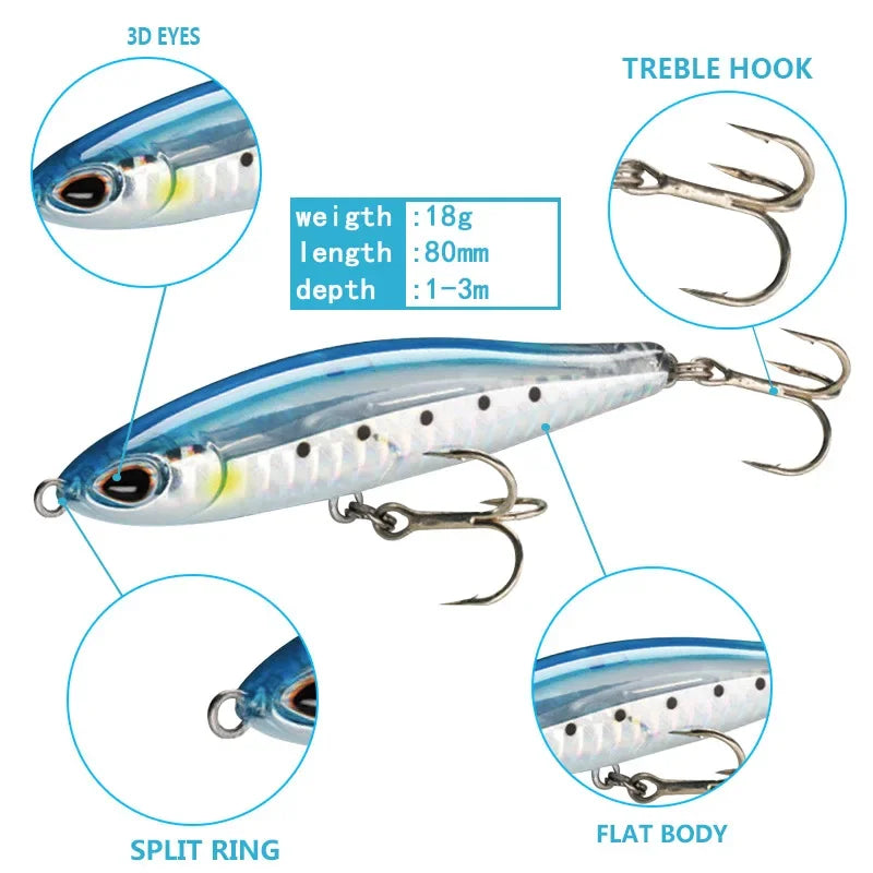 Maris Lure Pencil Lure 8cm 16g – Slow Sinking Jerkbait Swimbait