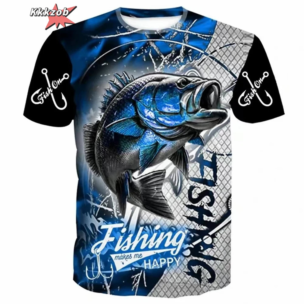 Men’s Fishing Graphic T-Shirt – Oversized Short Sleeve