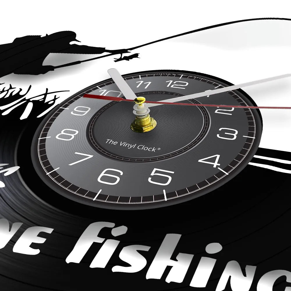 Maris Lure Gone Fishing Vinyl Record Wall Clock – 30cm | Optional LED