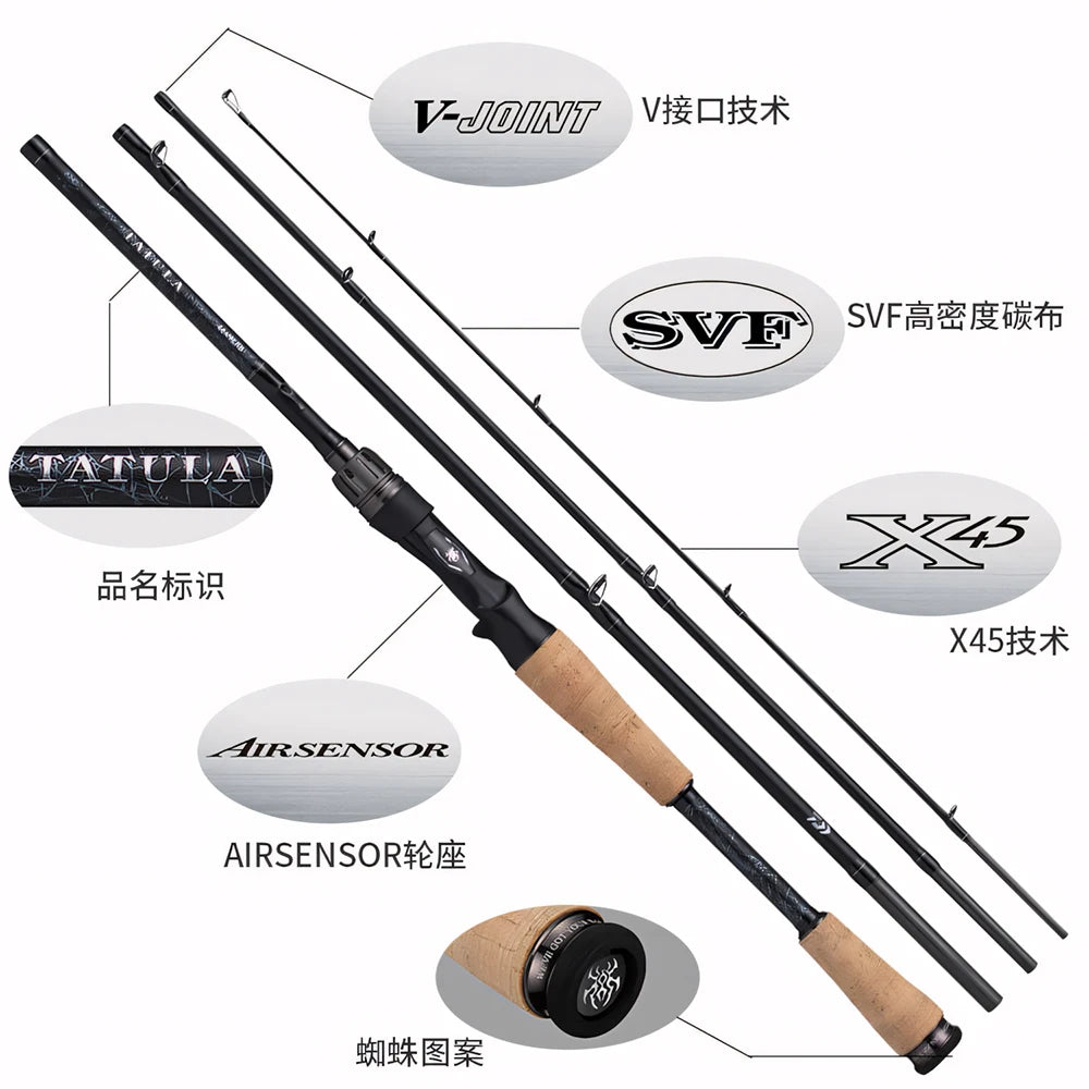 Daiwa Tatula Travel Fishing Rod – 4-Section, Spinning/Casting, Carbon Fiber
