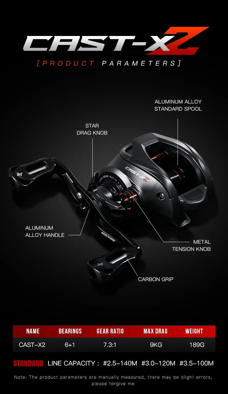 SEASIR Cast X2 Baitcasting Reel 7.3:1 High-Speed