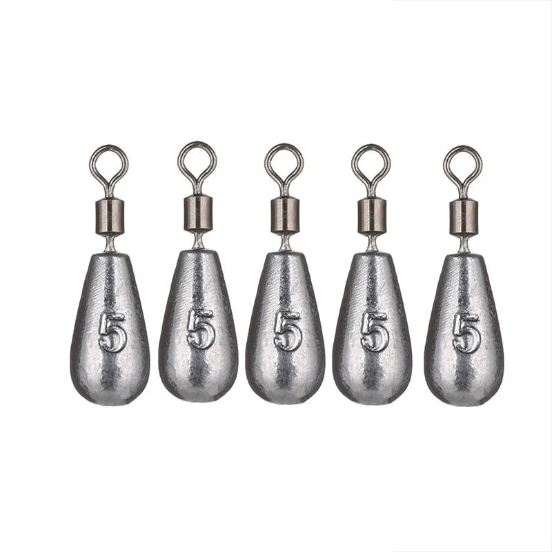 Fishing Weight Sinker 5pcs – Drop & Cylindrical, 3.5g–20g Lead Sinker
